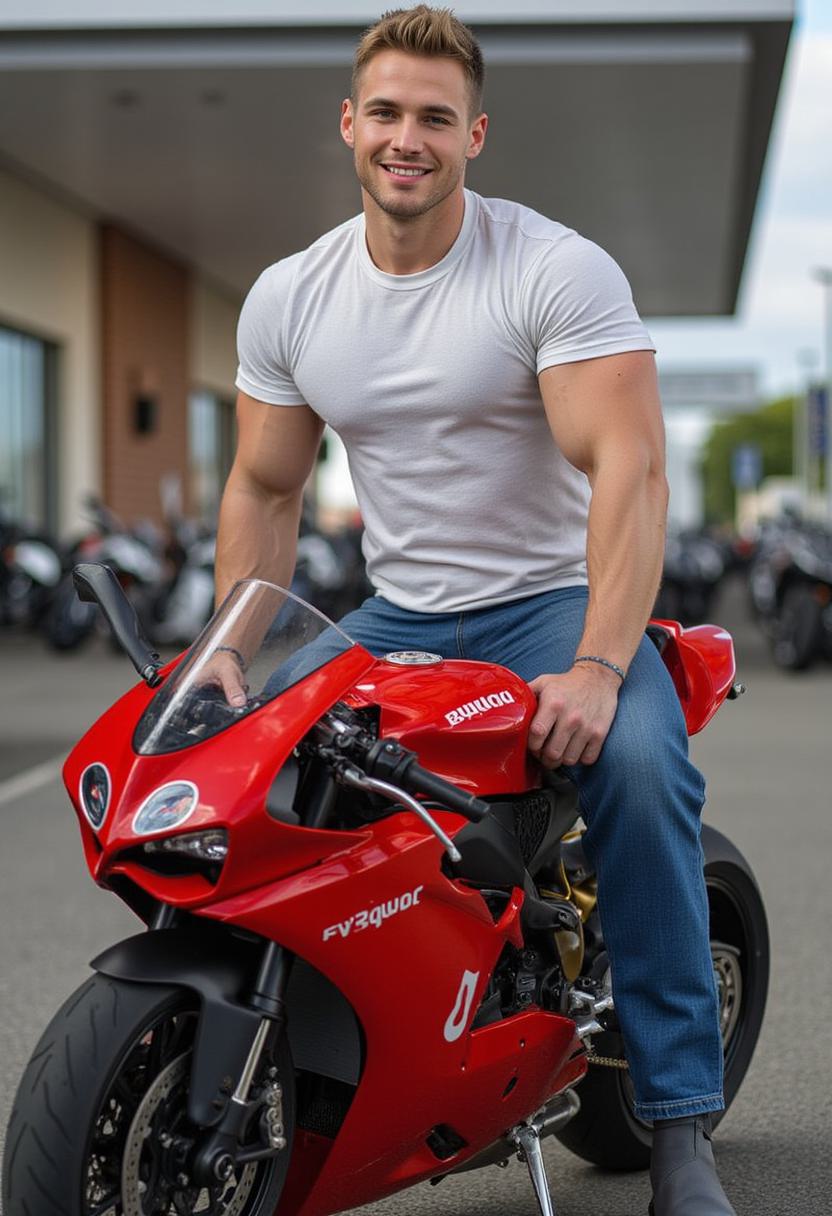 AI boyfriend riding a motorcycle